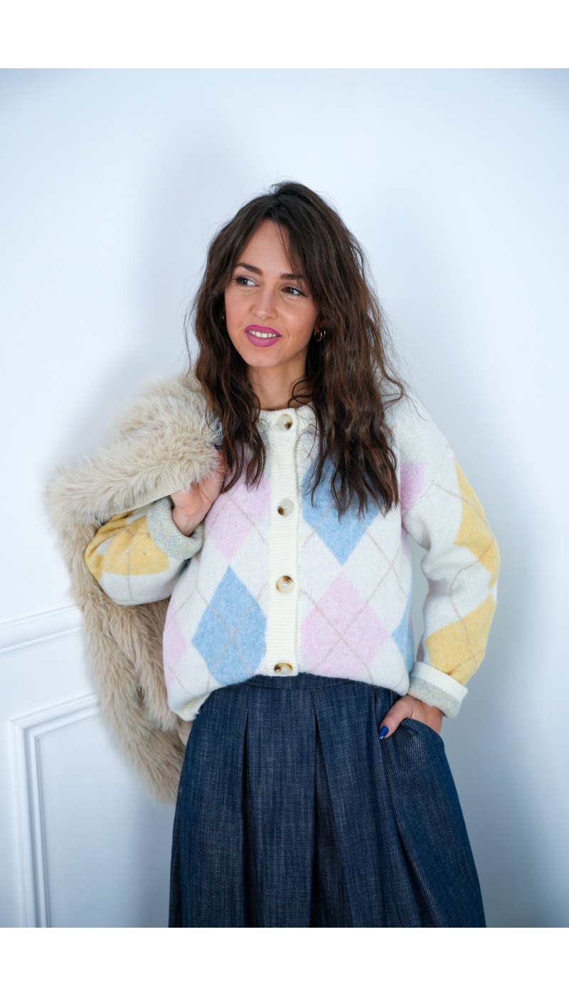 Gilet Carreaux Pastel LOUNA