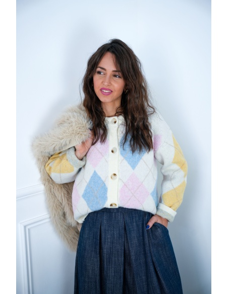 Gilet Carreaux Pastel LOUNA