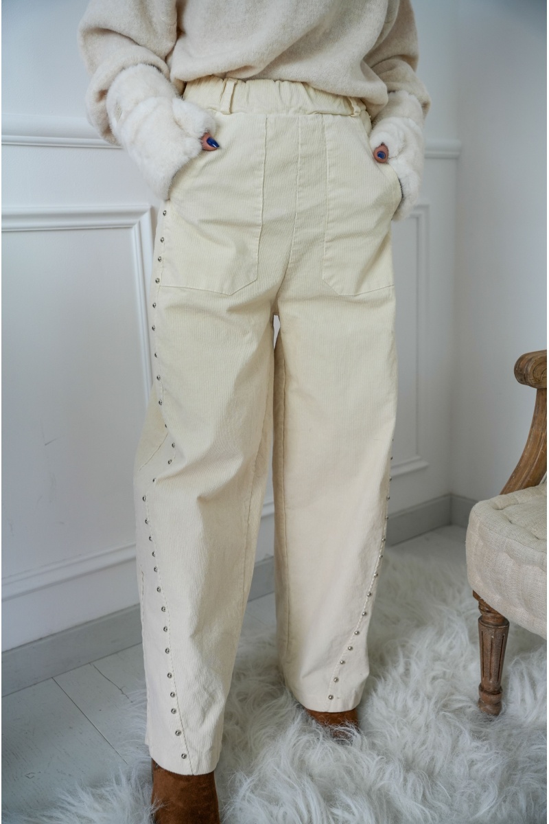 BADALONA SL COTELE ECRU PANTALON FEMME