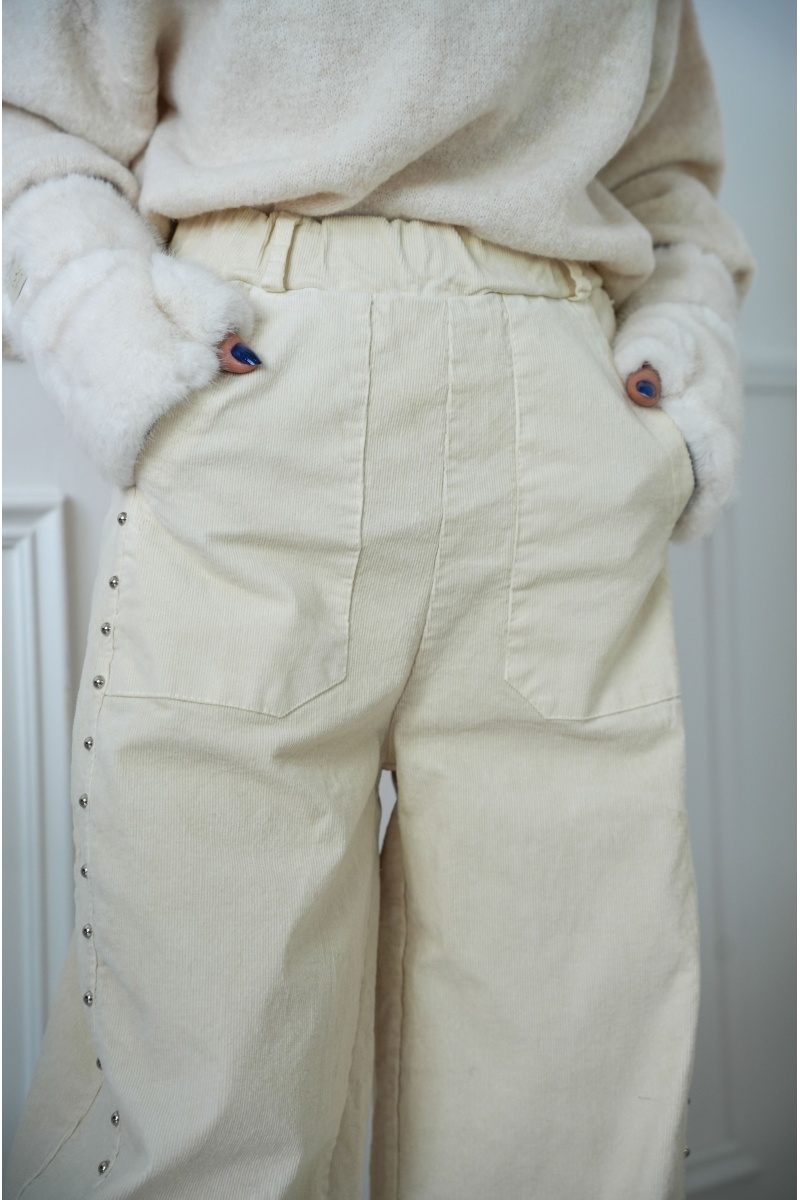 BADALONA SL COTELE ECRU PANTALON FEMME 2