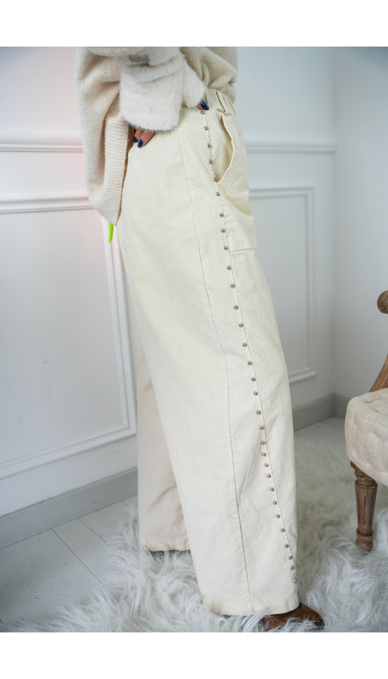 BADALONA SL COTELE ECRU PANTALON FEMME