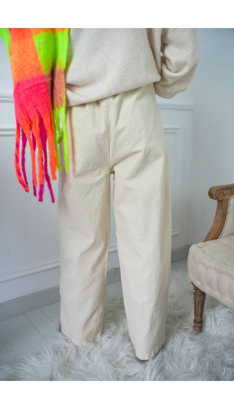 BADALONA SL COTELE ECRU PANTALON FEMME