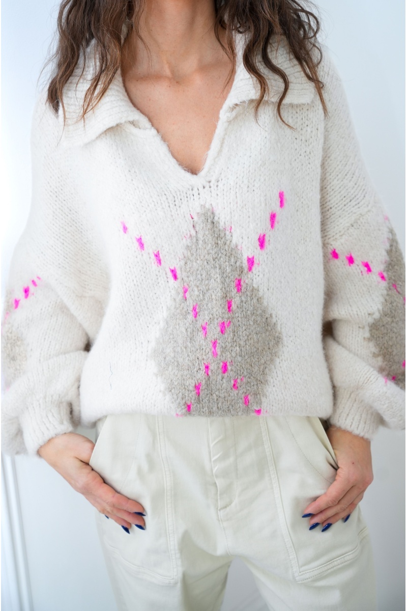 Pull Motif Ecru ROMEO 2