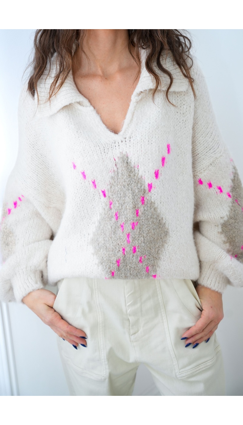 Pull Motif Ecru ROMEO