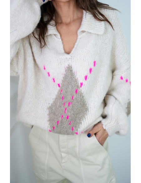 Pull Motif Ecru ROMEO