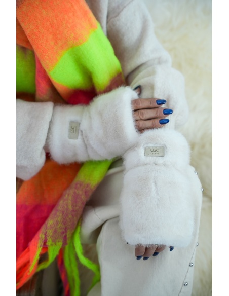 Mitaines Fourrure Blanches SNOW