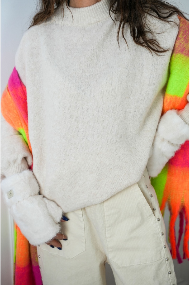 EMMY MODA 201 SCP  ECRU PULL FEMME