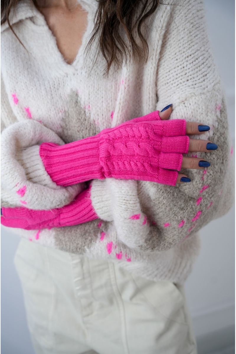 Mitaines Torsadées Rose GIRLY