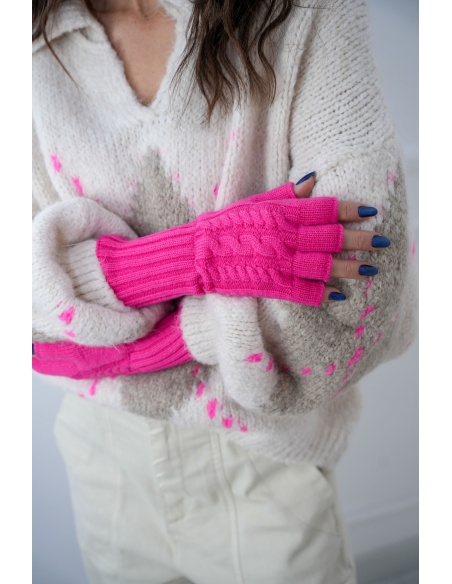 Mitaines Torsadées Rose GIRLY