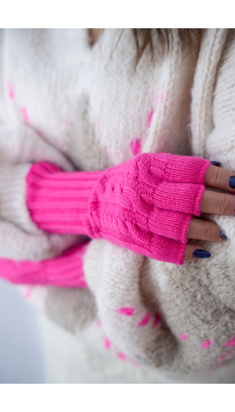 Mitaines Torsadées Rose GIRLY