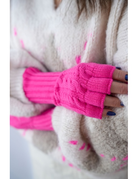 Mitaines Torsadées Rose GIRLY