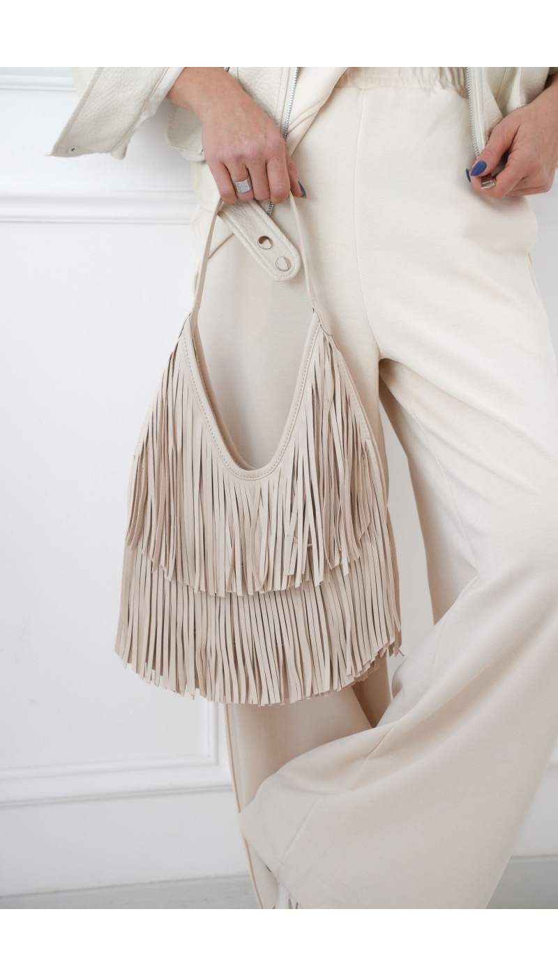 trendy bag FRANGE ECRU SAC FEMME