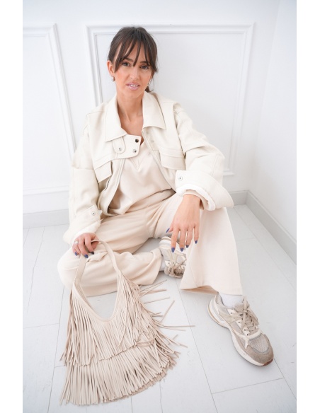 trendy bag FRANGE ECRU SAC FEMME