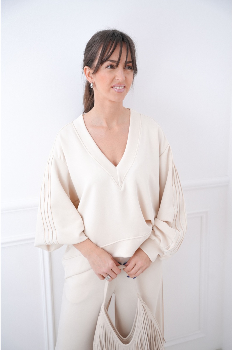 GARCONNE SARL TOPHA ARGENT ECRU PULL FEMME