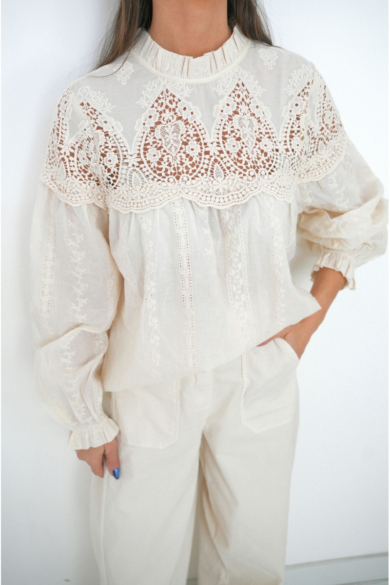 Blouse Broderie Ecru VICTORIA