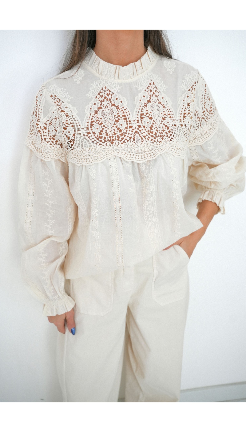 Blouse Broderie Ecru VICTORIA