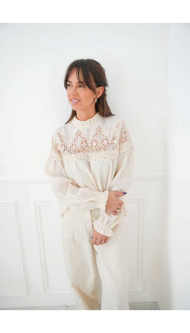 Blouse Broderie Ecru VICTORIA