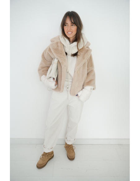 Veste Fourrure Ecrue CHARLOTTE