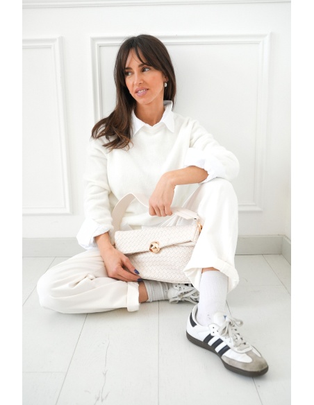 elisa moda  BLANC PULL FEMME