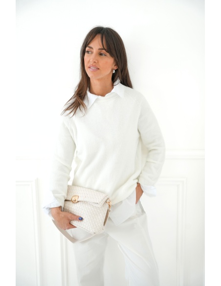 elisa moda  BLANC PULL FEMME