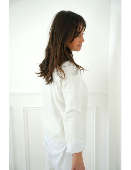 elisa moda  BLANC PULL FEMME