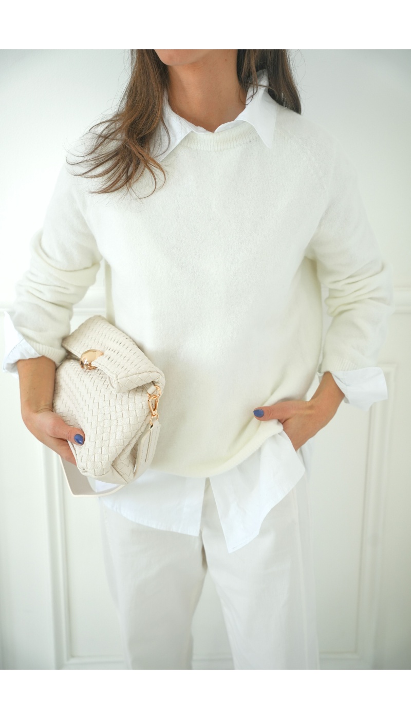 elisa moda  BLANC PULL FEMME