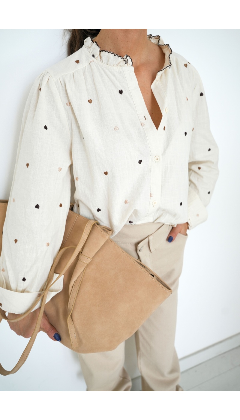 Chemisier Coeur Ecru NINA