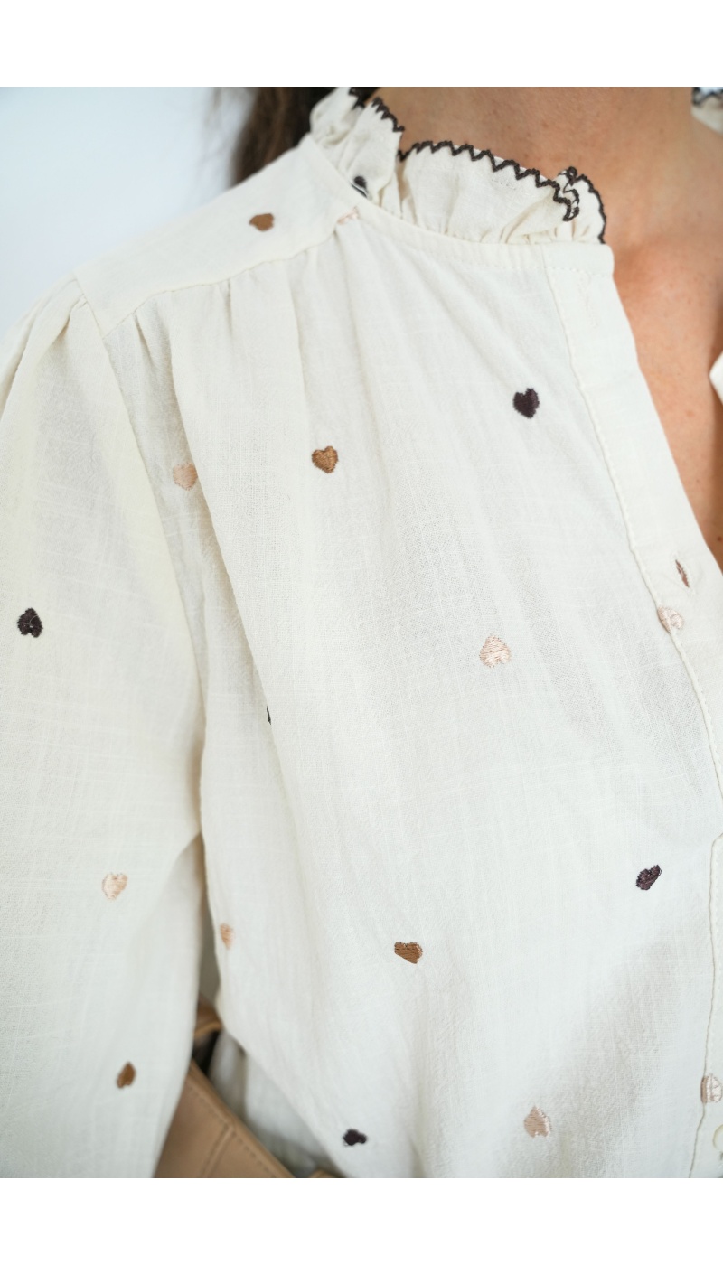Chemisier Coeur Ecru NINA