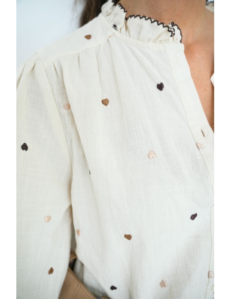 Chemisier Coeur Ecru NINA