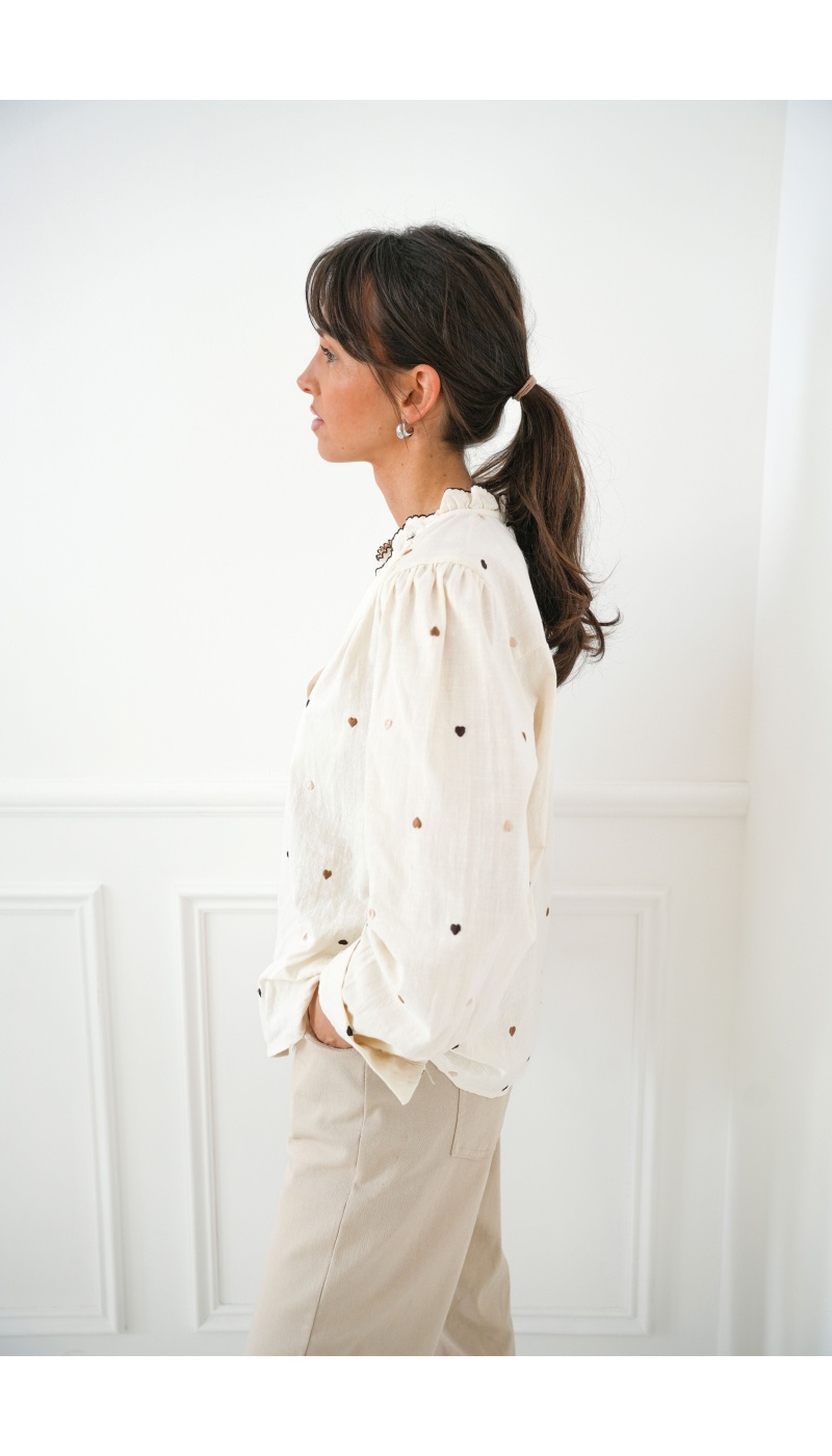 Chemisier Coeur Ecru NINA
