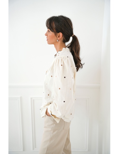 Chemisier Coeur Ecru NINA