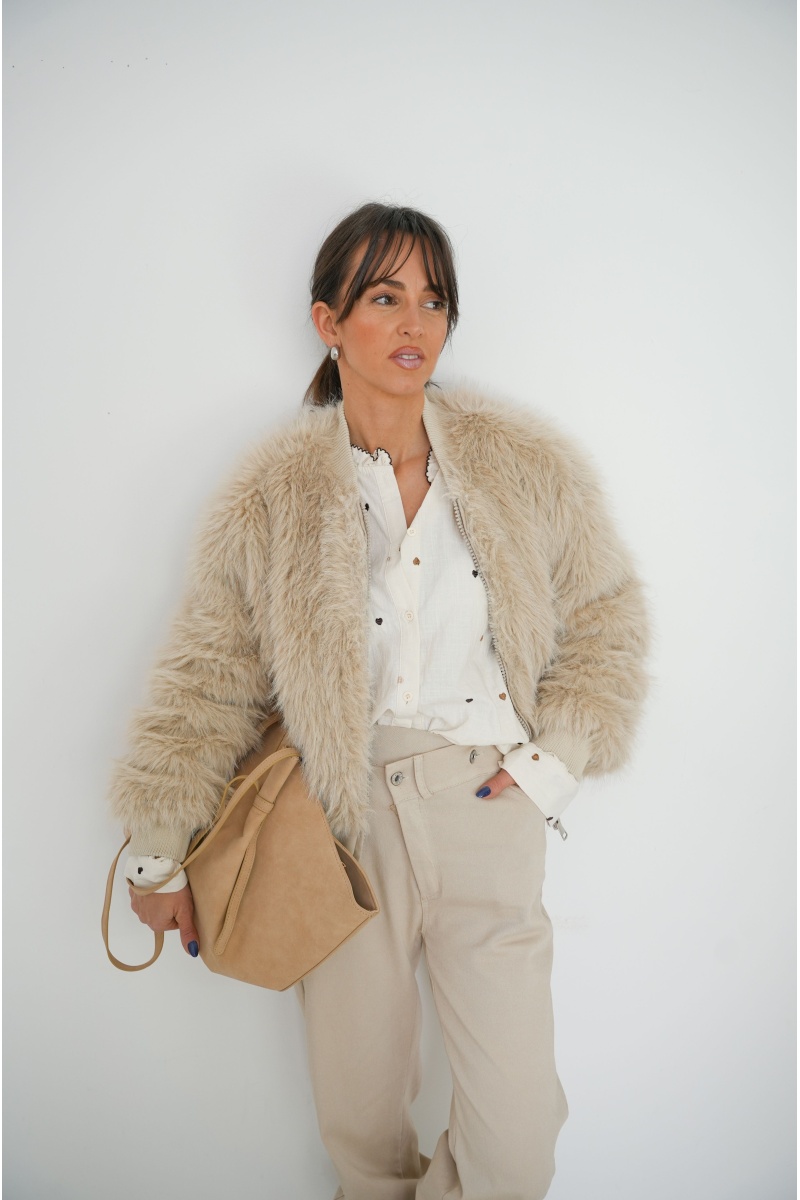 NANA MODA FOURRU BEIGE VESTES FEMME