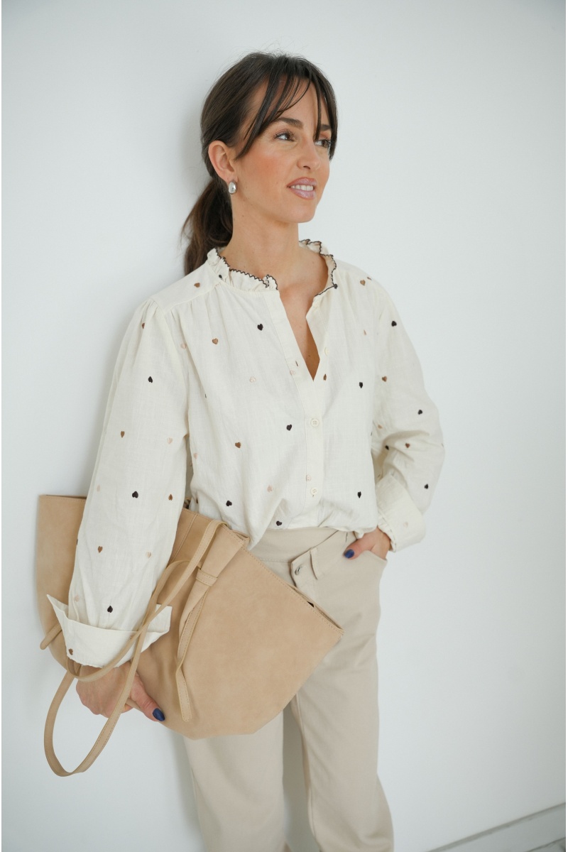 Chemisier Coeur Ecru NINA