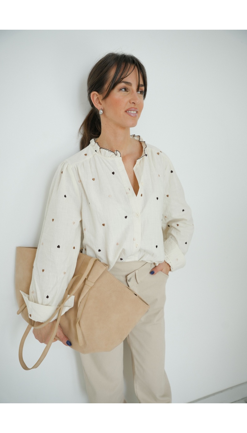 Chemisier Coeur Ecru NINA