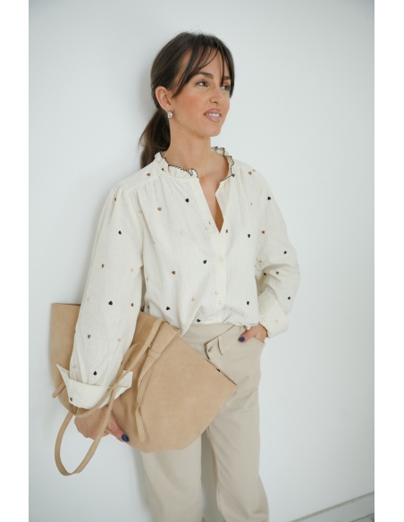 Chemisier Coeur Ecru NINA