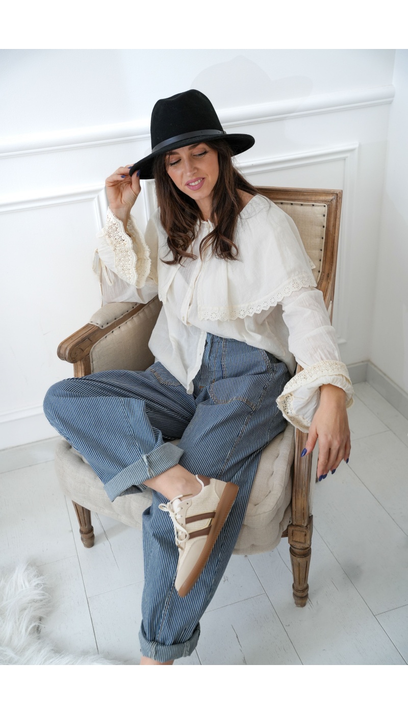 johanna toutoun RAYE MARINE PANTALON FEMME