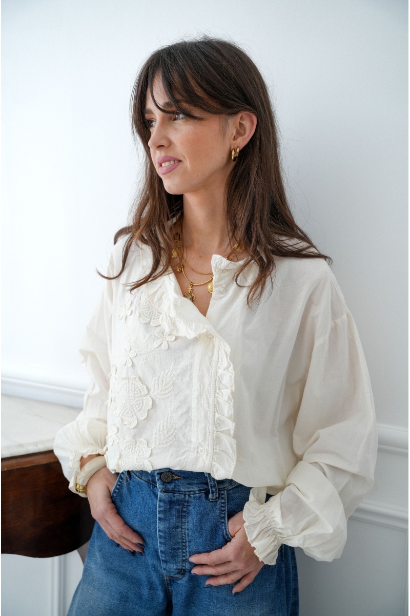 johanna toutoun BRODE BLANC CHEMISIER