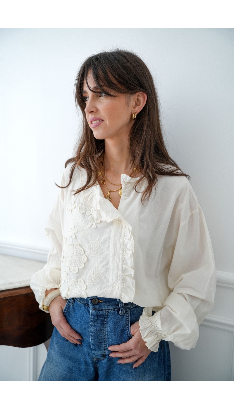johanna toutoun BRODE BLANC CHEMISIER