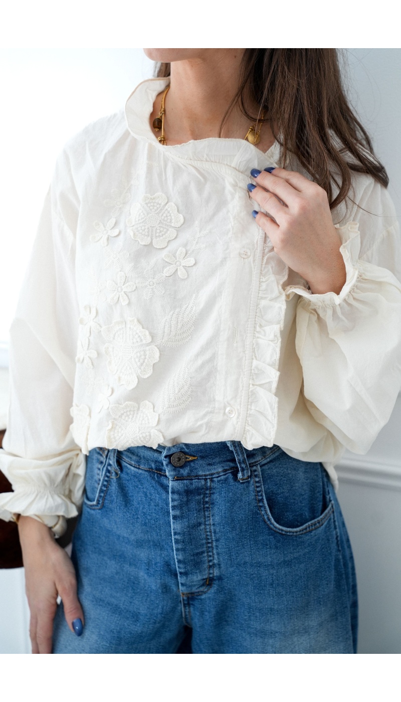 johanna toutoun BRODE BLANC CHEMISIER