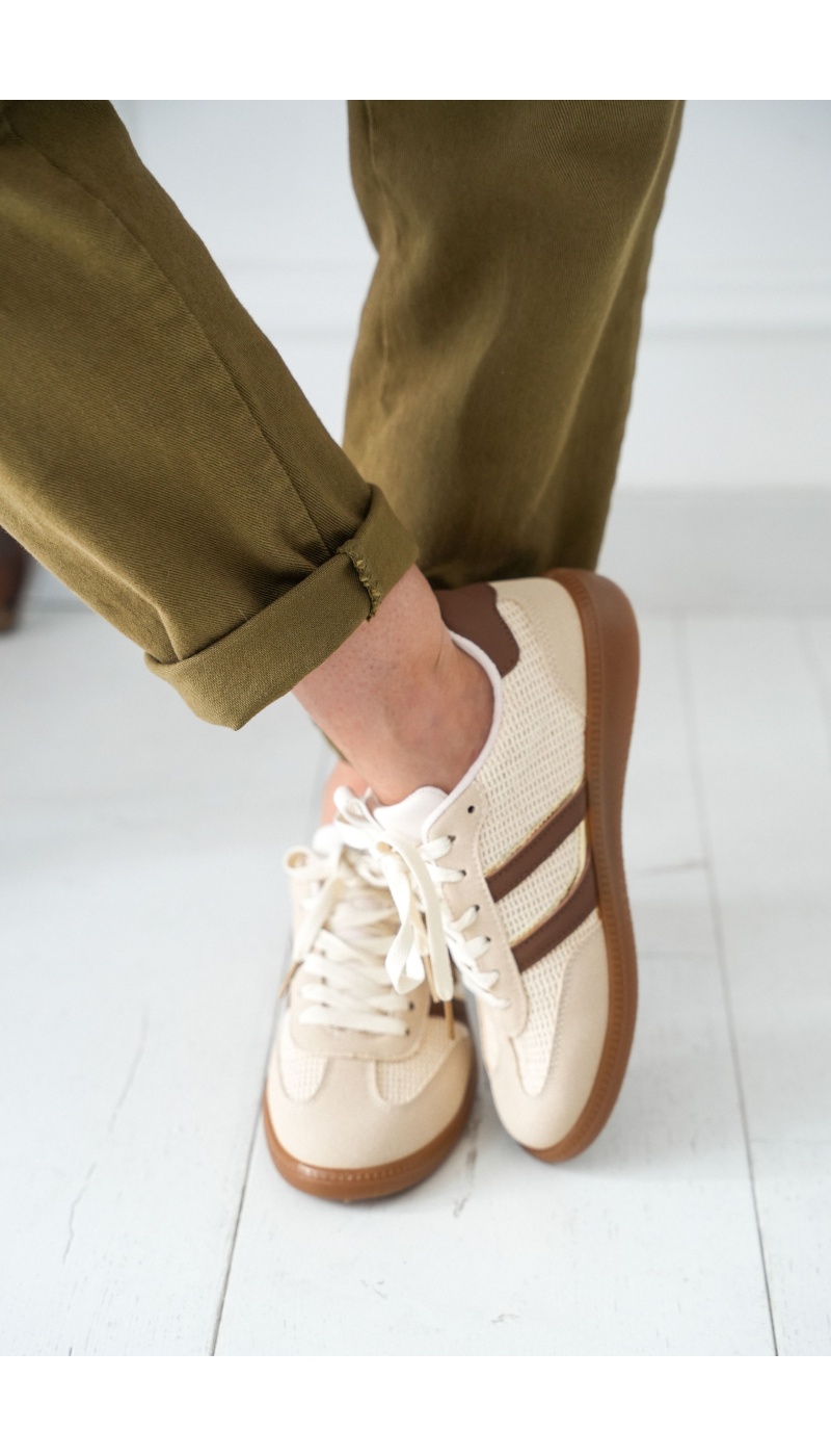 ERYNN SARL M.E DESIGN MARRON ECRU BASKETS FEMME