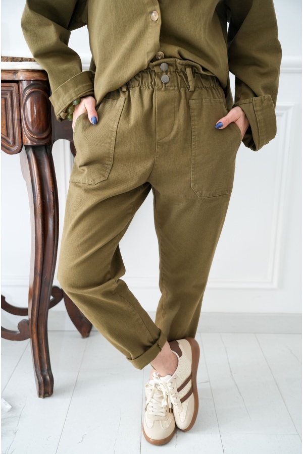 Pantaloni carota color kaki JADE Johanna - 1 | GIÙ