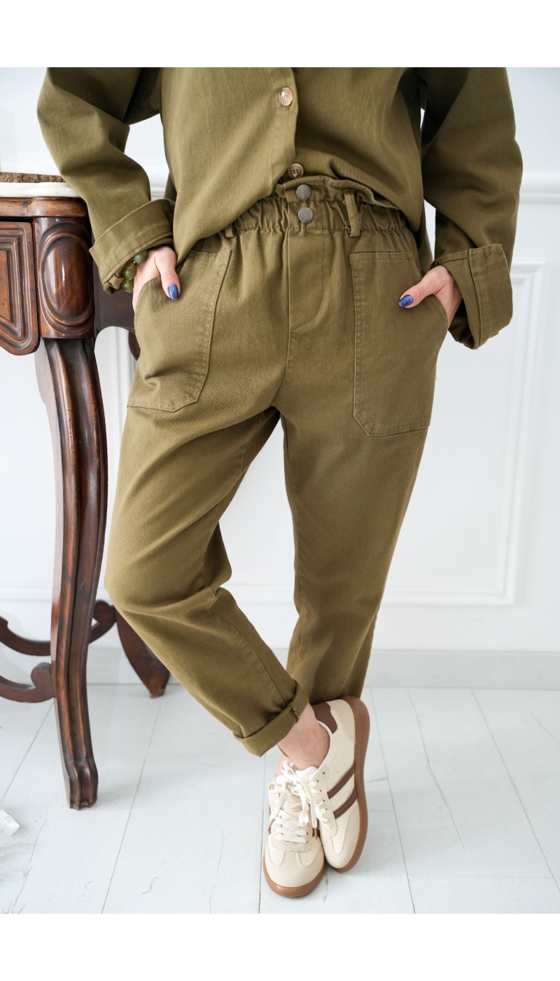 Pantaloni carota color kaki JADE Johanna - 1 | GIÙ