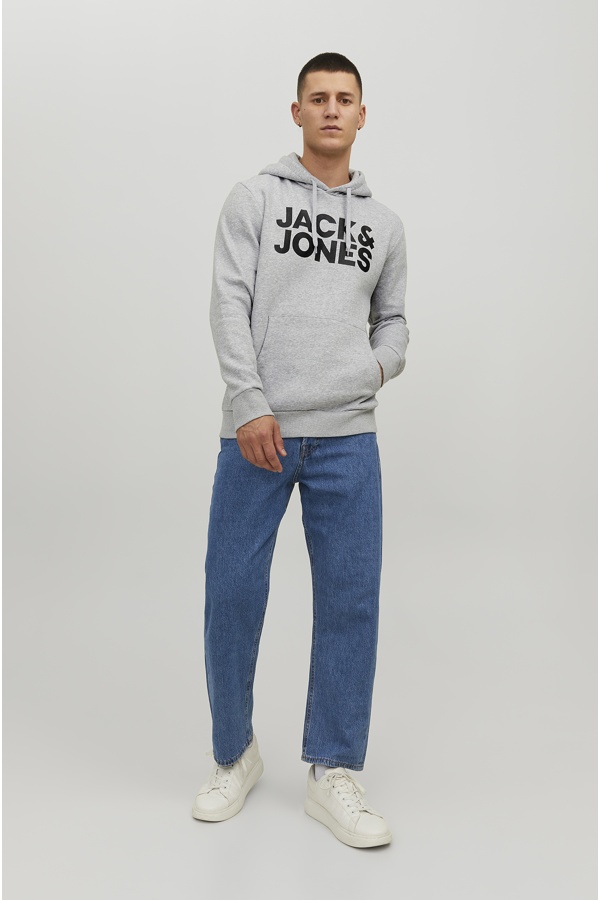 Felpa Con Logo Grigio Chiaro Melange JJECORP Jack&Jones - 1 | TOP