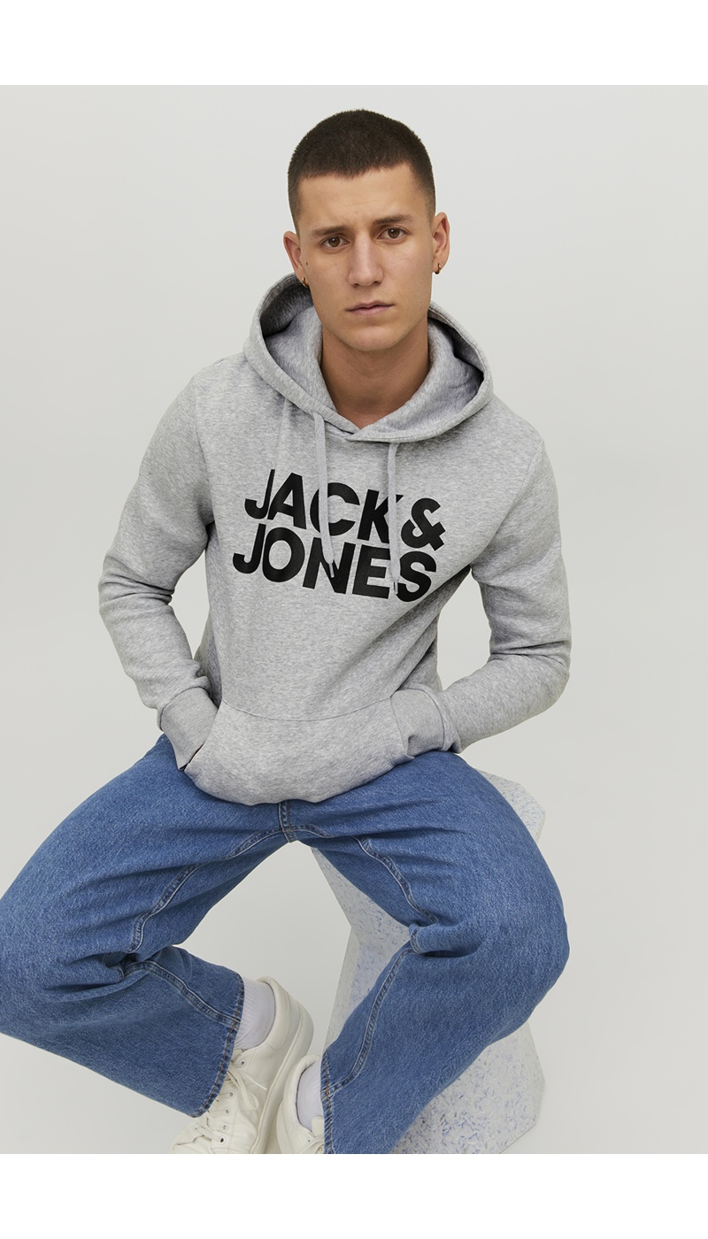 Felpa Con Logo Grigio Chiaro Melange JJECORP Jack&Jones - 4 | TOP