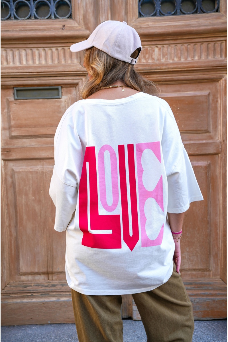 banditas LOVE BLANC T-SHIRT MC FEMME
