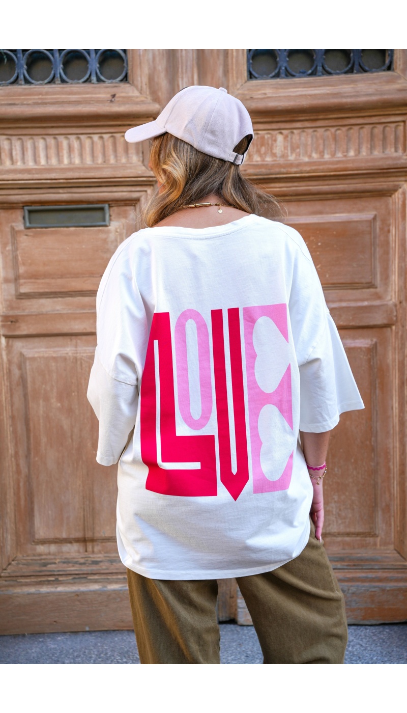 banditas LOVE BLANC T-SHIRT MC FEMME