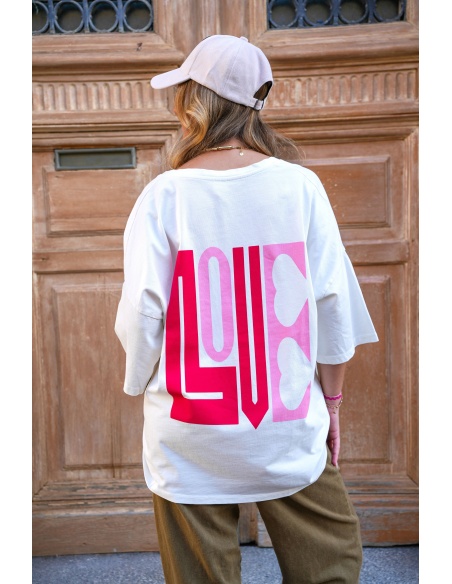 banditas LOVE BLANC T-SHIRT MC FEMME