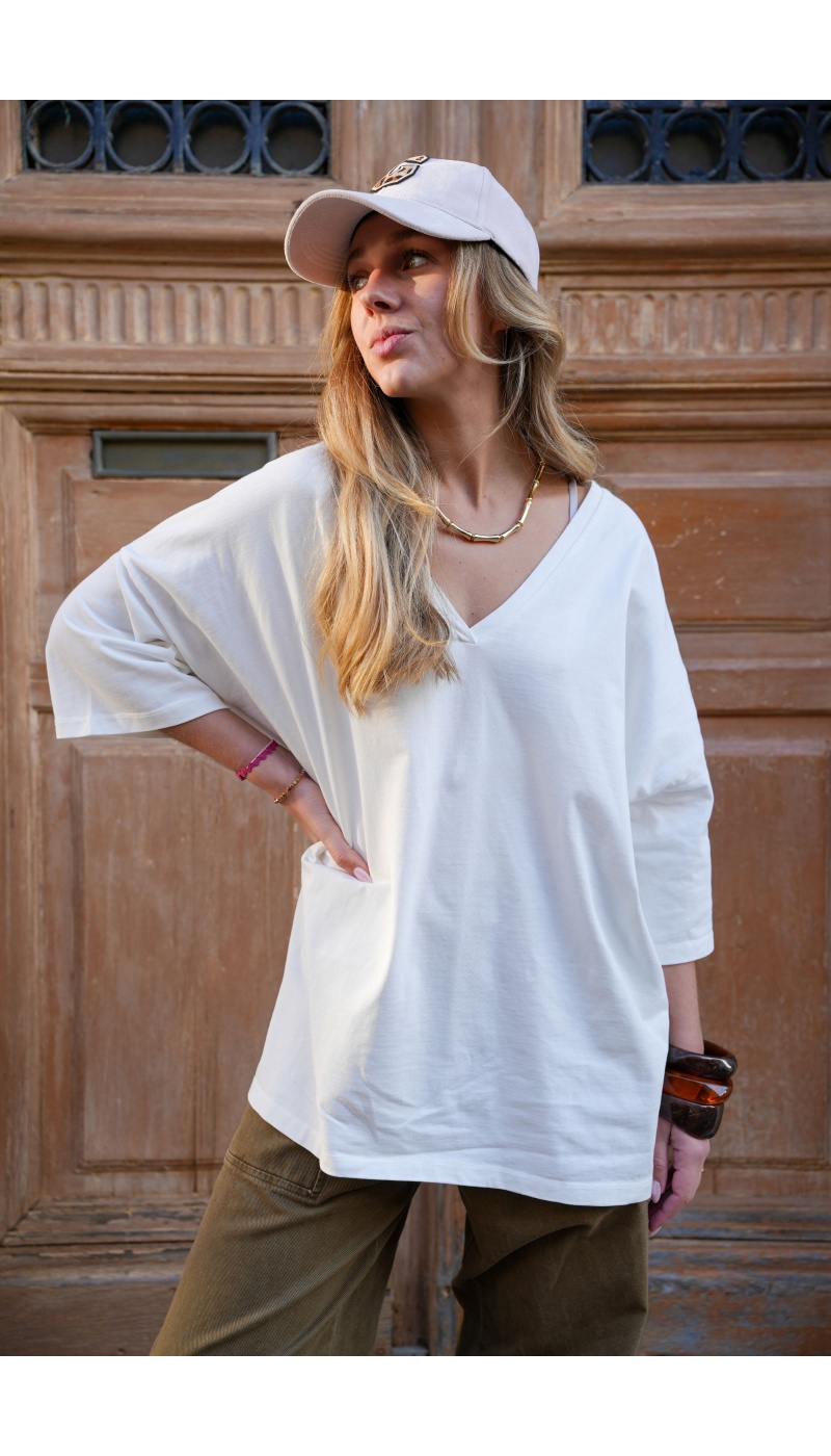 banditas LOVE BLANC T-SHIRT MC FEMME