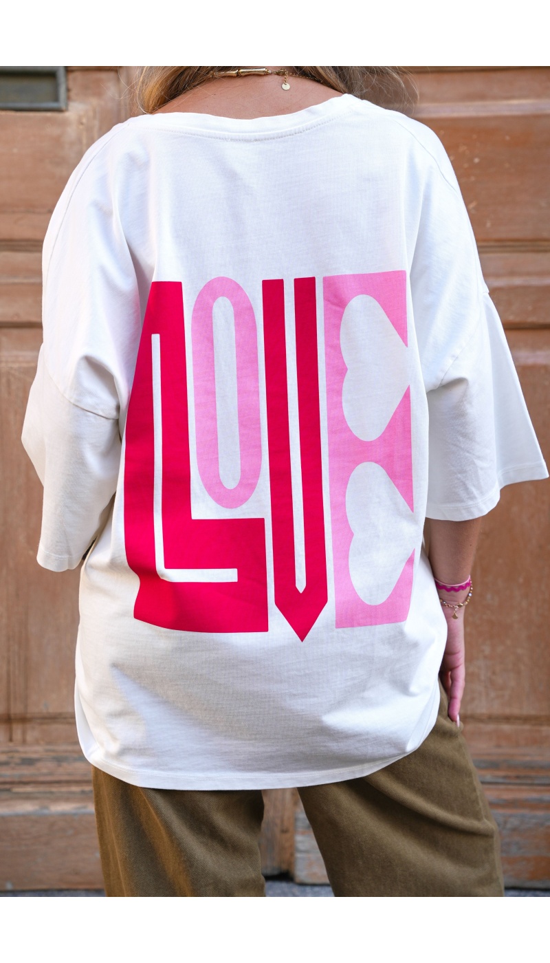 banditas LOVE BLANC T-SHIRT MC FEMME