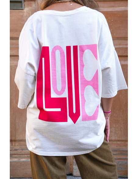 banditas LOVE BLANC T-SHIRT MC FEMME